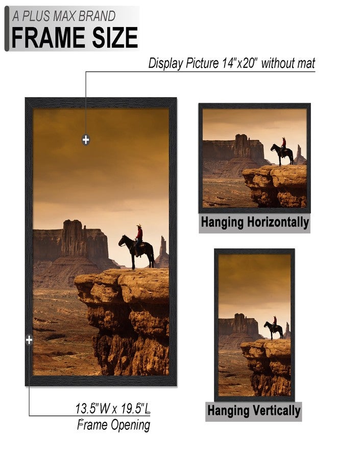A PLUS MAX 14x20 Picture Frame, Black Engineered Wood Frame for 14 x 20 Inch Picture Poster Photo, Light Weight 14 by 20 Frame with Wood-grain for Wall - 1 Pack/Black/14 x20 - Image 4